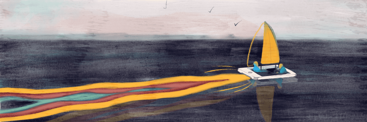 An illustration of a boat sailing through the water